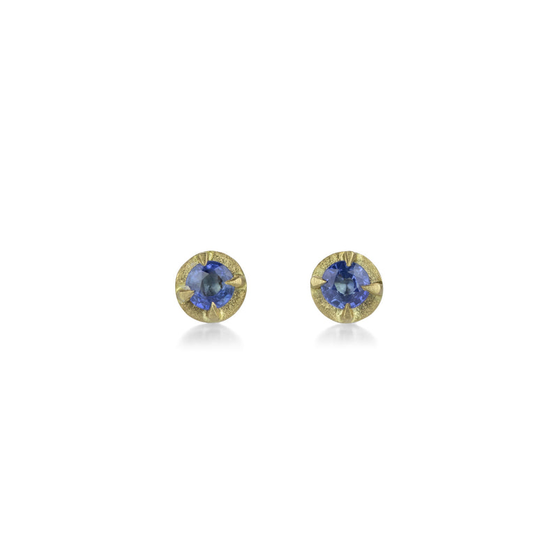 Annie Fensterstock Prong Set Blue Sapphire Stud Earrings | Quadrum Gallery