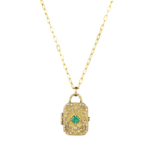 Annie Fensterstock Emerald Florentine Locket (Pendant Only) | Quadrum Gallery