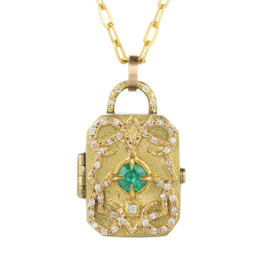 Annie Fensterstock Emerald Florentine Locket (Pendant Only) | Quadrum Gallery