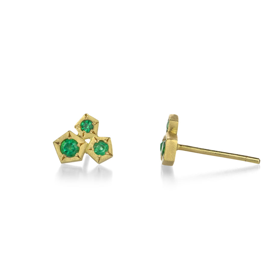 Annie Fensterstock Triple Emerald Rock Studs | Quadrum Gallery