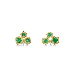 Annie Fensterstock Triple Emerald Rock Studs | Quadrum Gallery