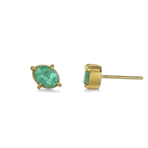 Annie Fensterstock Oval Emerald Prong Studs | Quadrum Gallery