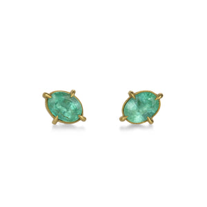 Annie Fensterstock Oval Emerald Prong Studs | Quadrum Gallery