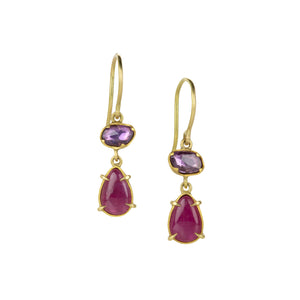 Annie Fensterstock Purple Sapphire & Ruby Drop Earrings | Quadrum Gallery