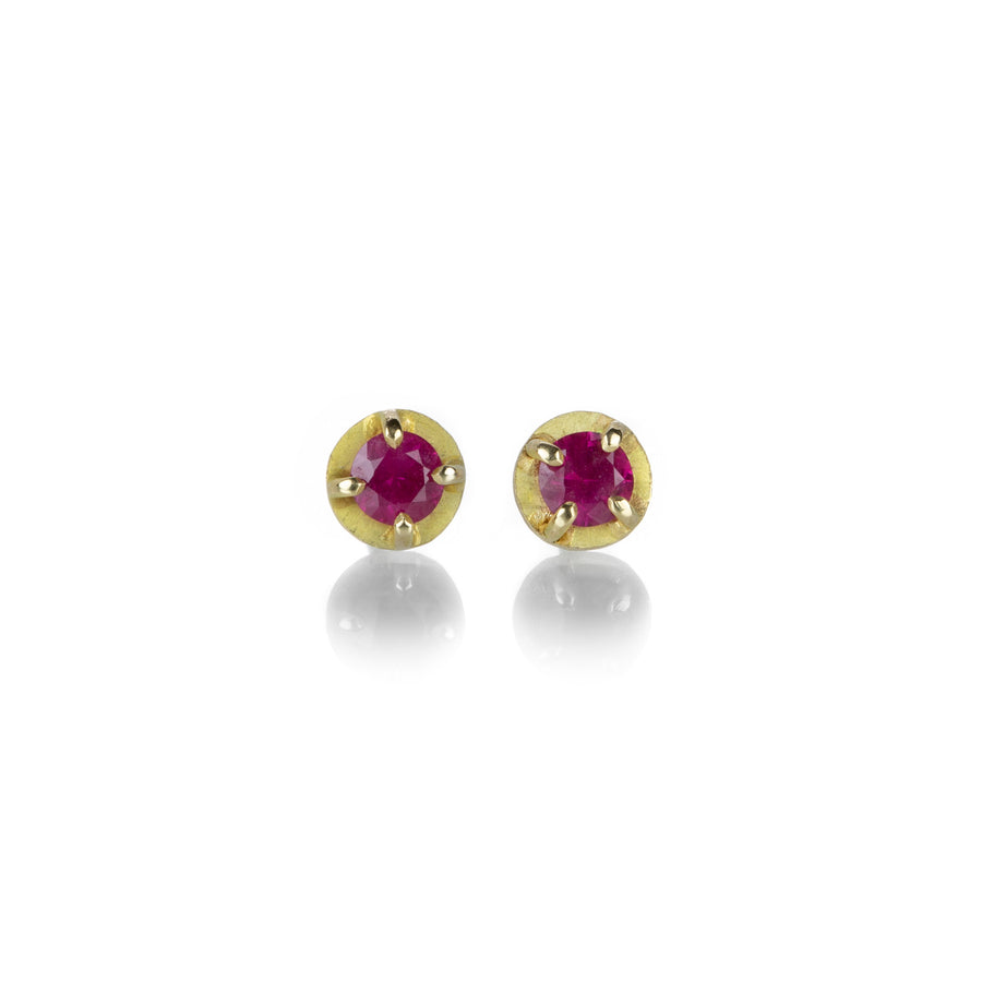 Annie Fensterstock 18k Prong Set Ruby Stud Earrings | Quadrum Gallery
