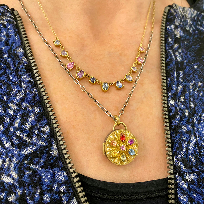 Annie Fensterstock 18k Multi Sapphire Necklace | Quadrum Gallery
