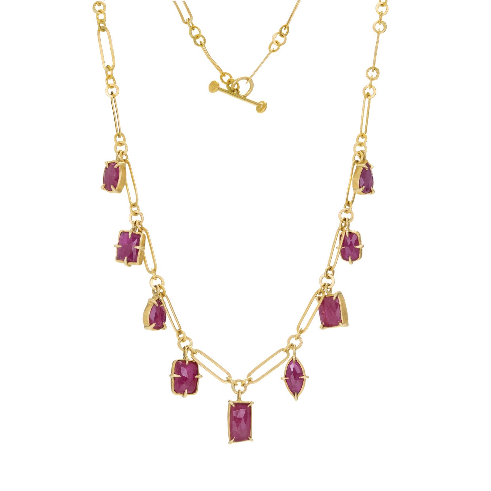 Annie Fensterstock Ruby Gemstone Station Necklace | Quadrum Gallery