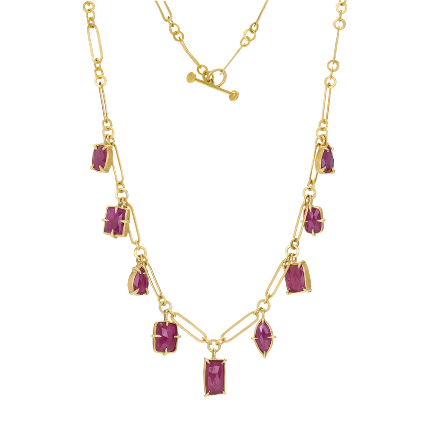 Annie Fensterstock Ruby Gemstone Station Necklace | Quadrum Gallery