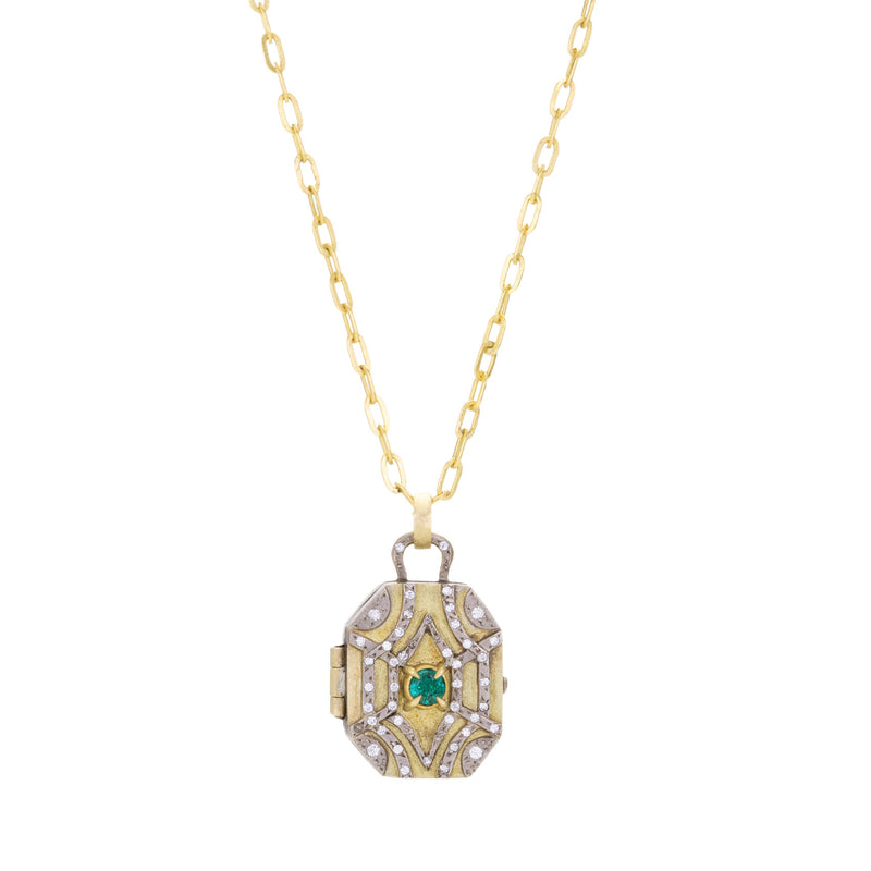 Annie Fensterstock Emerald Geo Locket (Pendant Only) | Quadrum Gallery