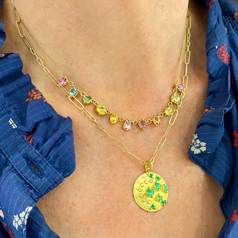 Annie Fensterstock Emerald Disc Pendant (Pendant Only) | Quadrum Gallery