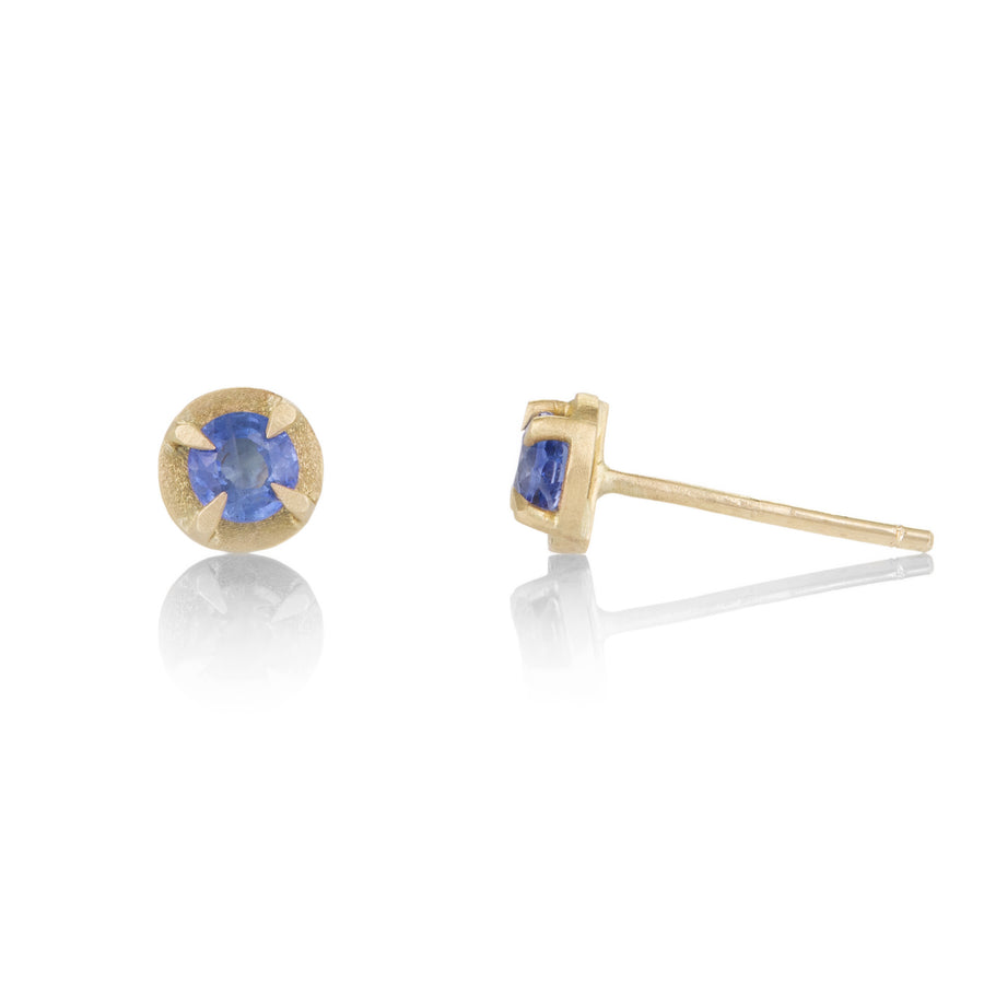Annie Fensterstock 18k Blue Sapphire Studs | Quadrum Gallery