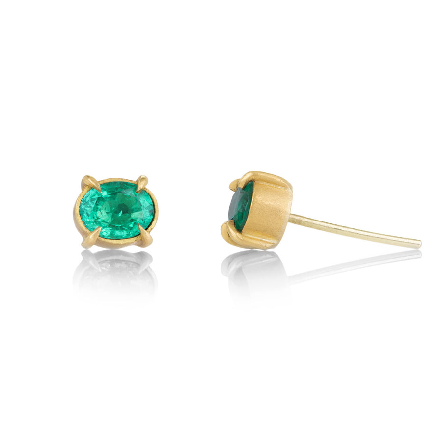 Annie Fensterstock Oval Emerald Studs | Quadrum Gallery