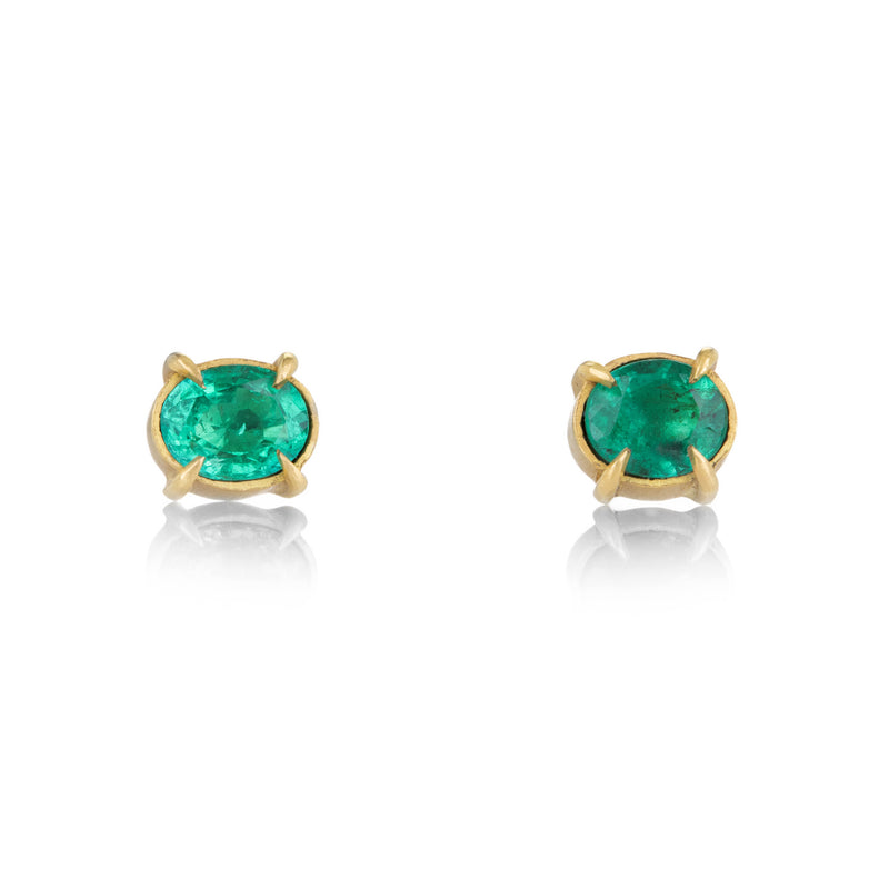 Annie Fensterstock Oval Emerald Studs | Quadrum Gallery