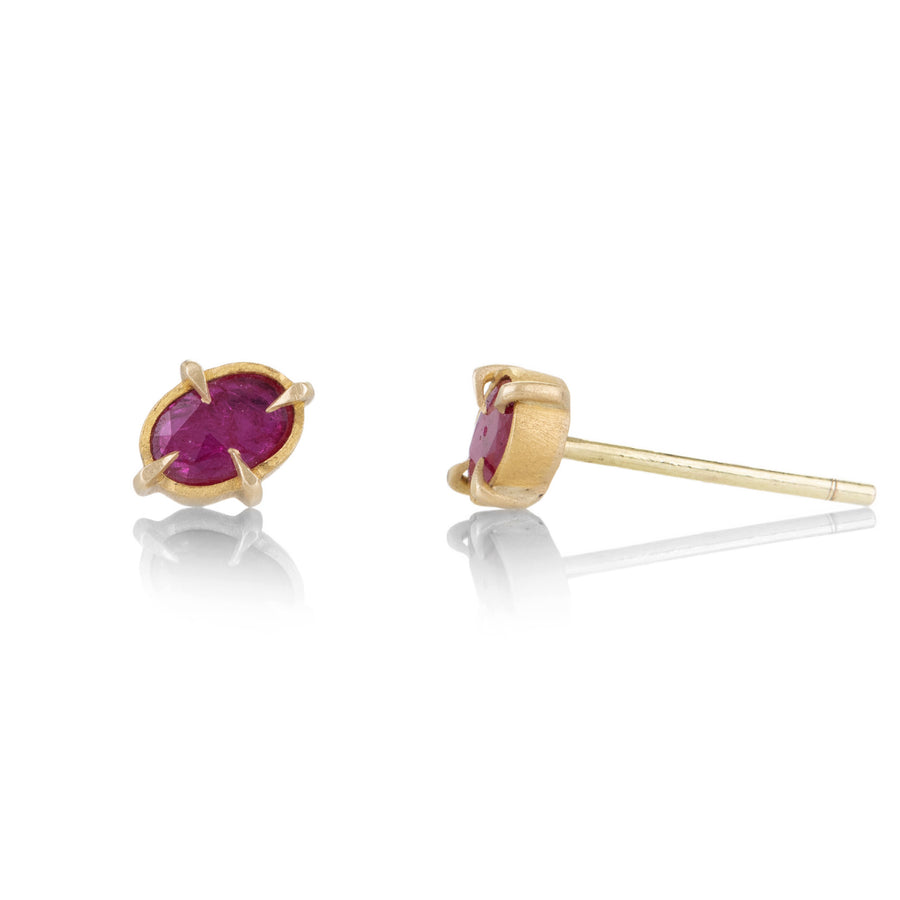 Annie Fensterstock 18k Oval Ruby Studs | Quadrum Gallery