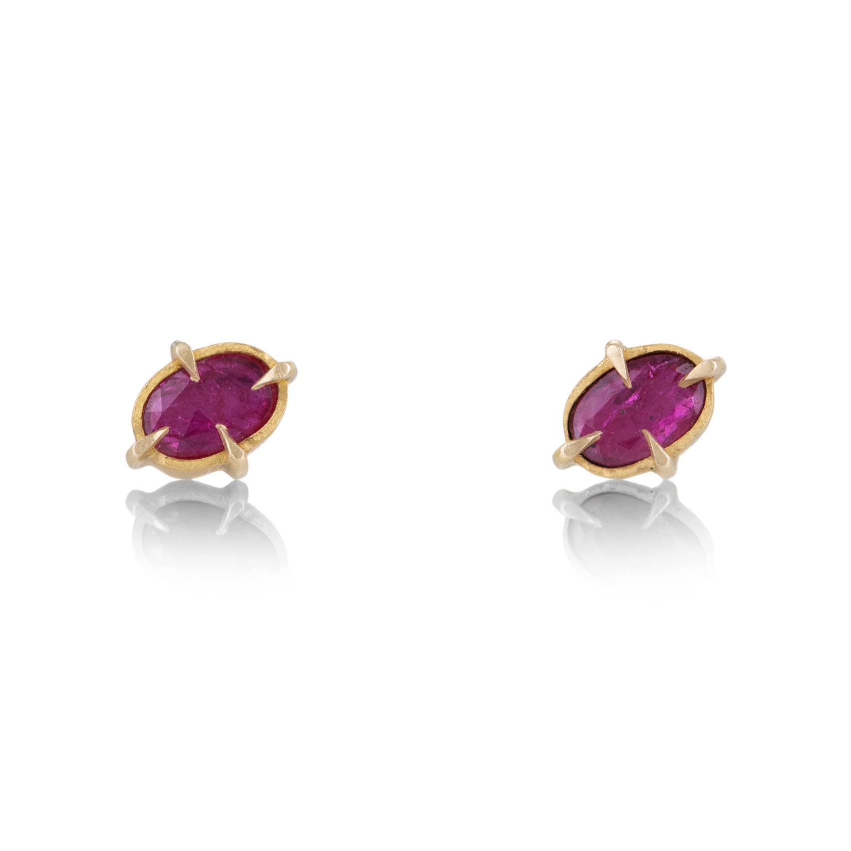 Annie Fensterstock 18k Oval Ruby Studs | Quadrum Gallery