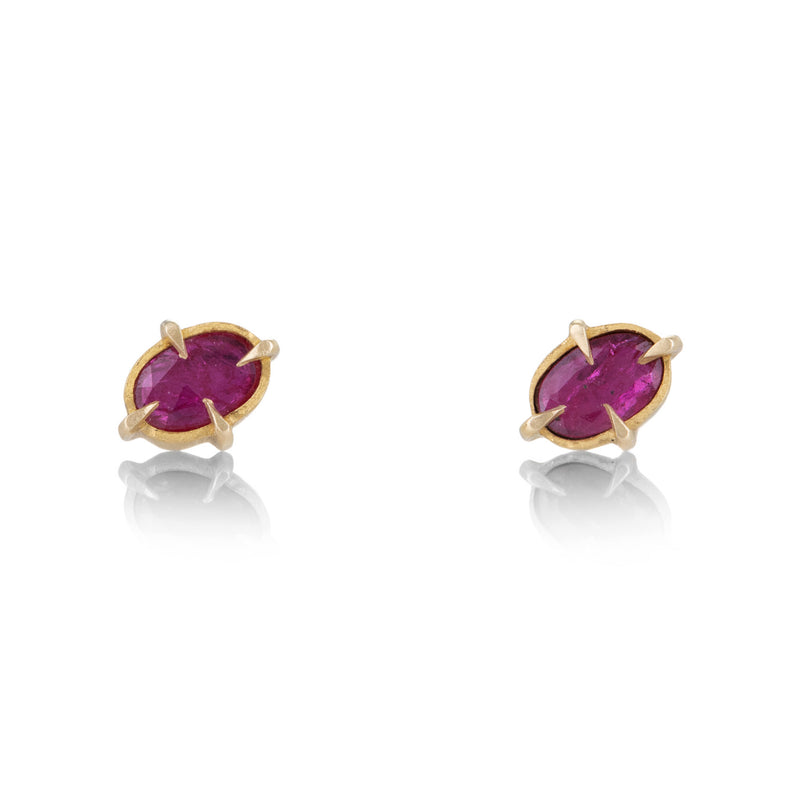Annie Fensterstock 18k Oval Ruby Studs | Quadrum Gallery