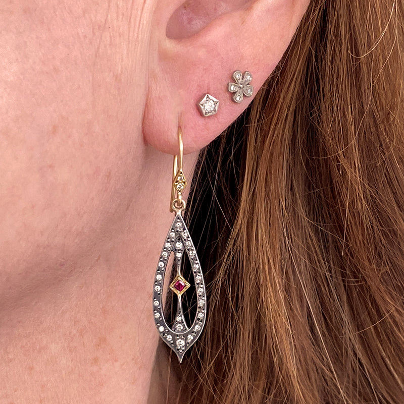 Annie Fensterstock Silver and Diamond Drop Earrings | Quadrum Gallery