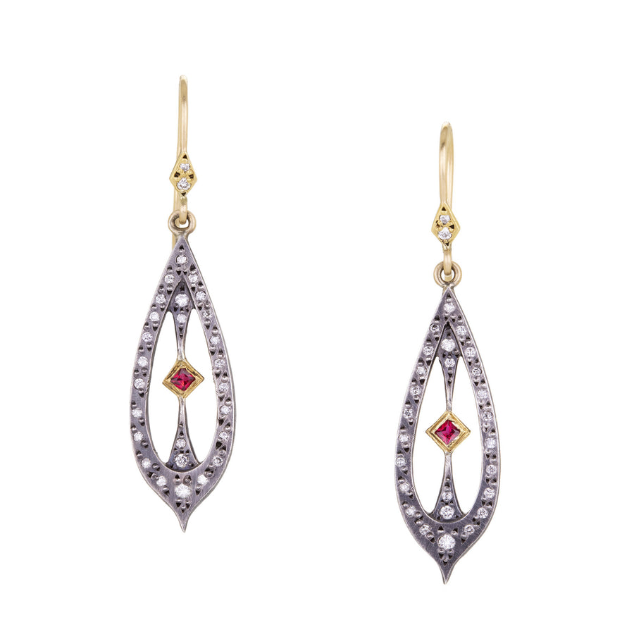 Annie Fensterstock Silver and Diamond Drop Earrings | Quadrum Gallery