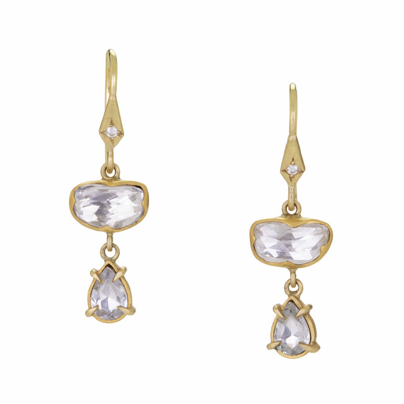 Annie Fensterstock Double White Sapphire Drop Earrings | Quadrum Gallery