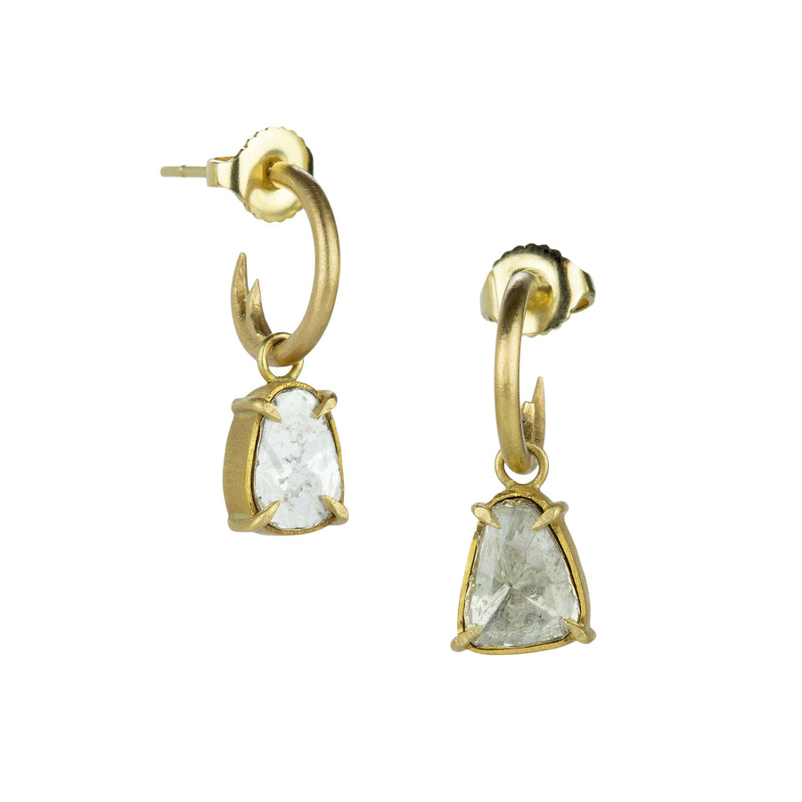 Annie Fensterstock Diamond Thorn Hoops with Diamond Slice Drops | Quadrum Gallery