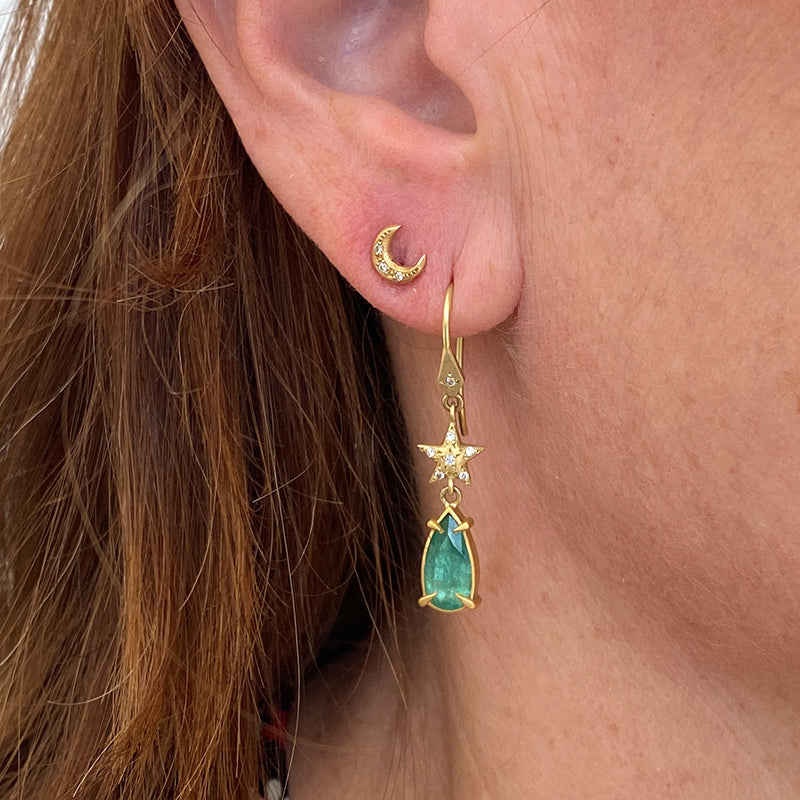 Annie Fensterstock Emerald Moon & Star Drop Earrings | Quadrum Gallery