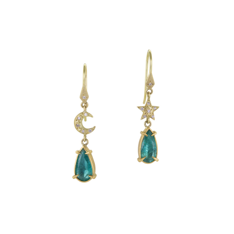 Annie Fensterstock Emerald Moon & Star Drop Earrings | Quadrum Gallery