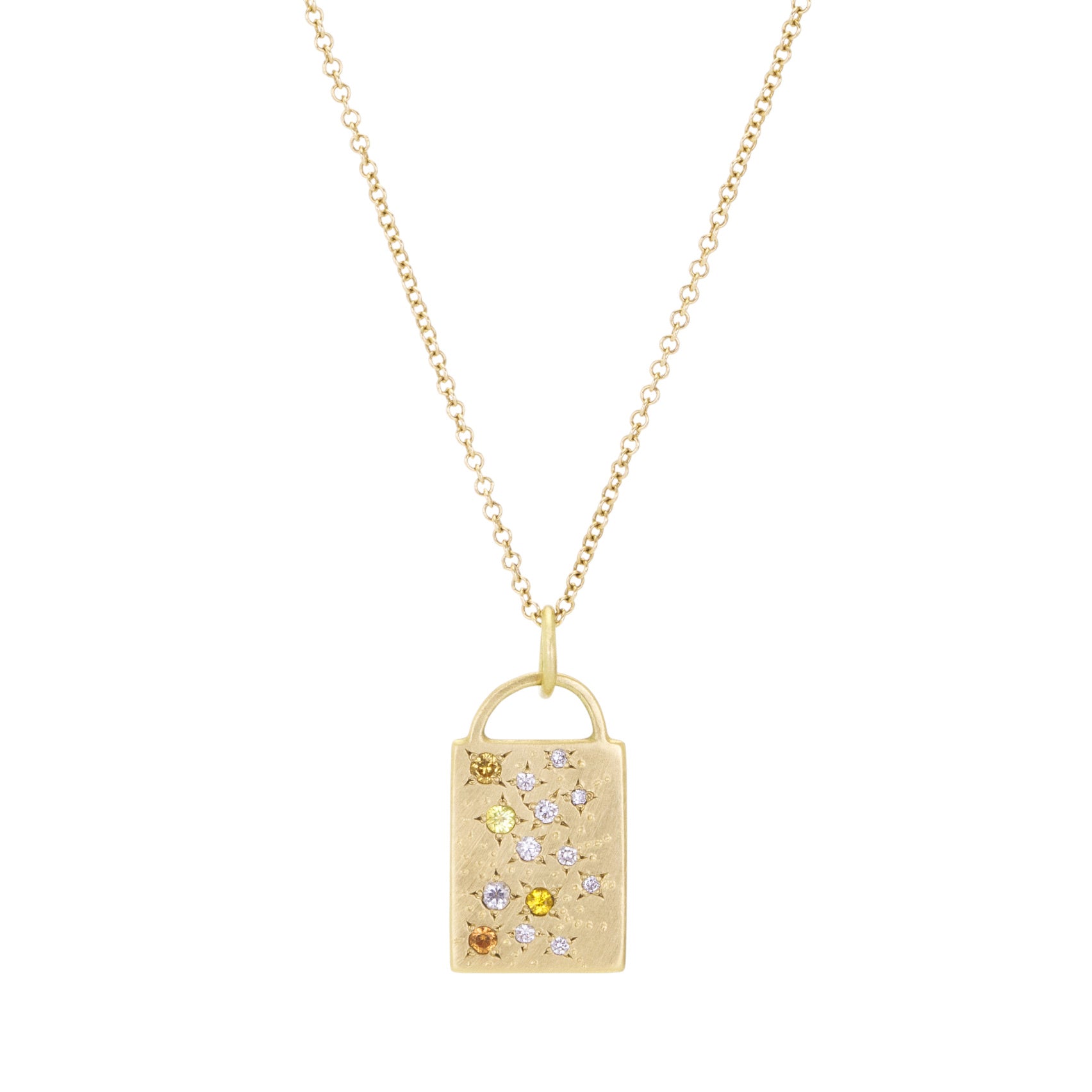 Annie Fensterstock Rectangular Diamond Charm Pendant Necklace | Quadrum Gallery