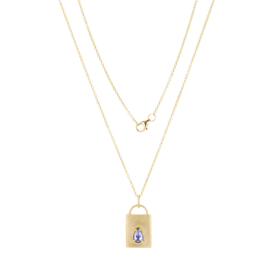 Annie Fensterstock Pear Shaped Blue Sapphire Pendant Necklace | Quadrum Gallery