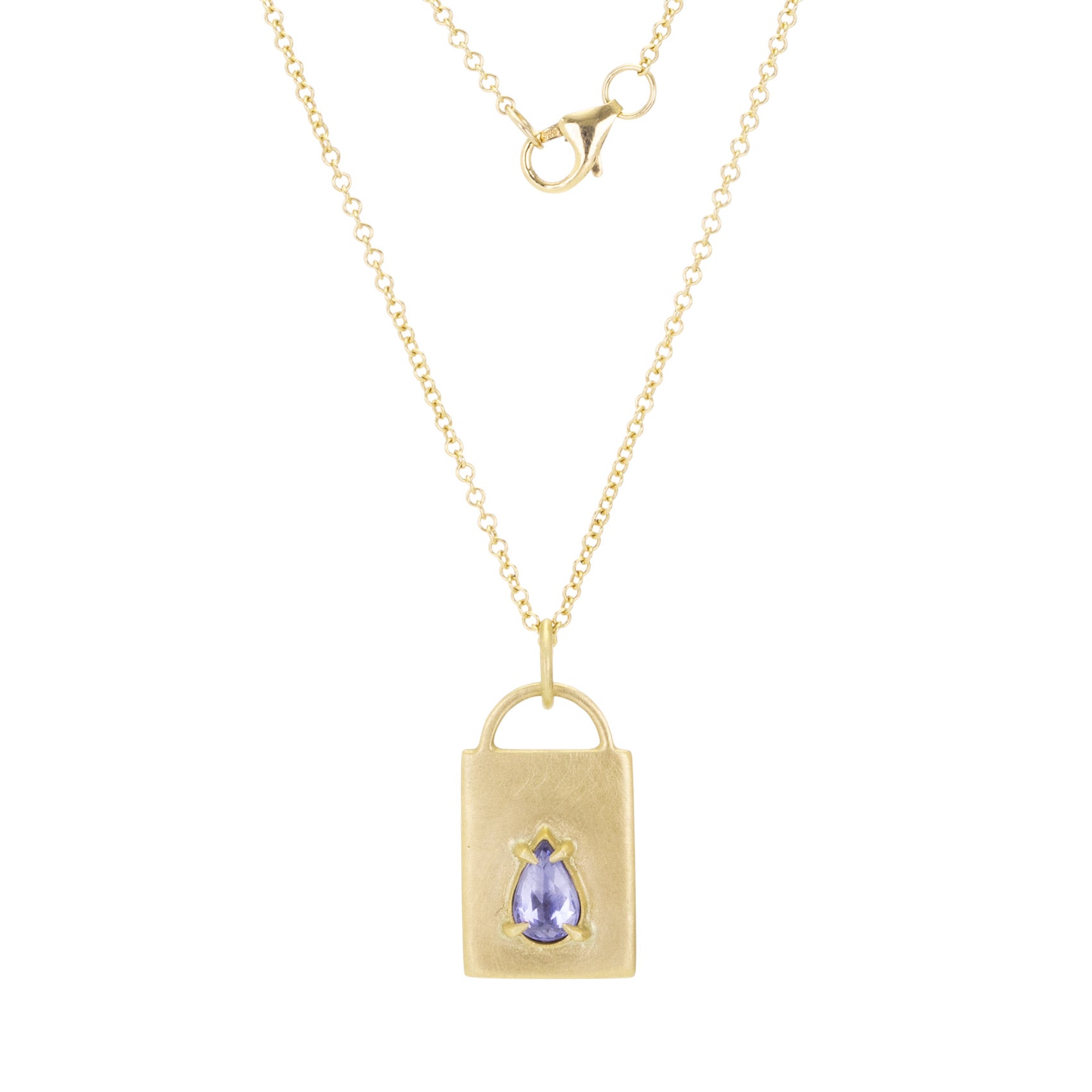 Annie Fensterstock Pear Shaped Blue Sapphire Pendant Necklace | Quadrum Gallery