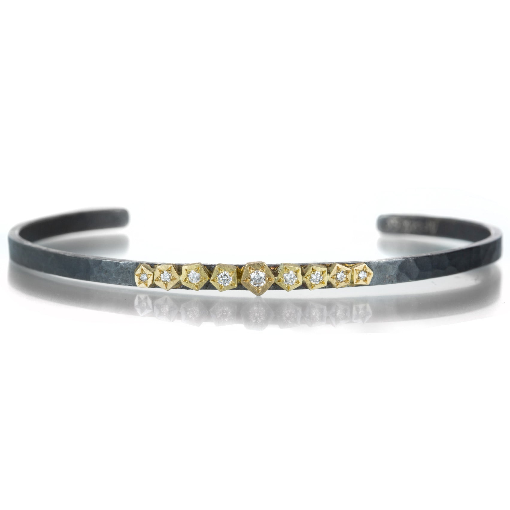 Annie Fensterstock Thin Rock Cuff with Diamonds | Quadrum Gallery
