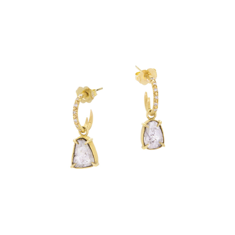 Annie Fensterstock Diamond Thorn Hoops with Diamond Drops | Quadrum Gallery