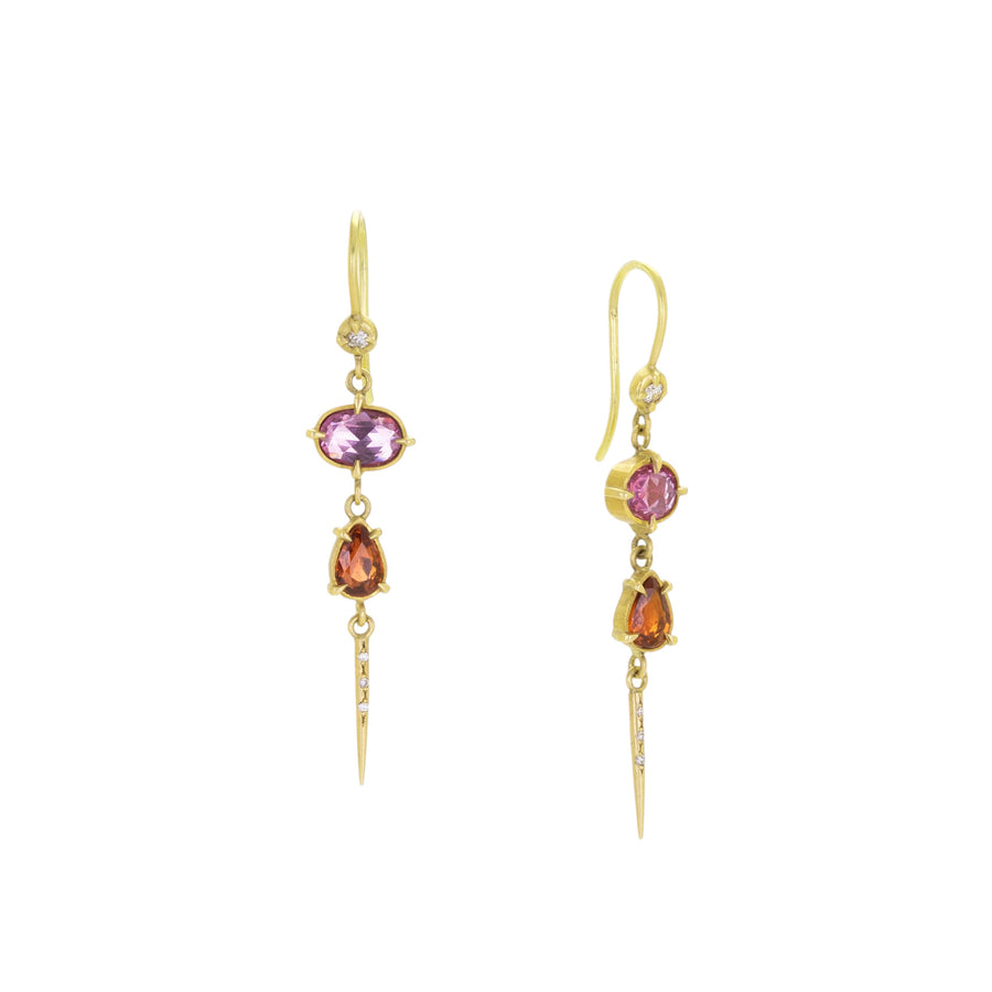 Annie Fensterstock Pink Sapphire Double Drop Thorn Earrings | Quadrum Gallery
