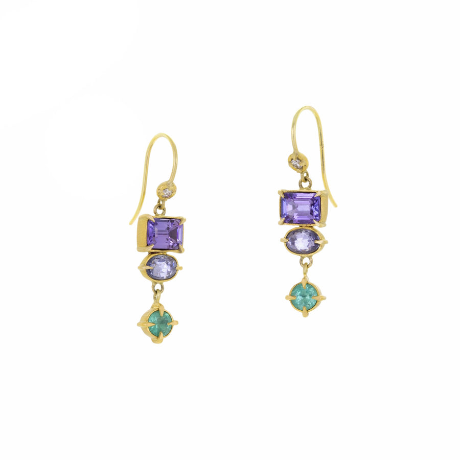 Annie Fensterstock 22k and 18k Triple Drop Earrings | Quadrum Gallery