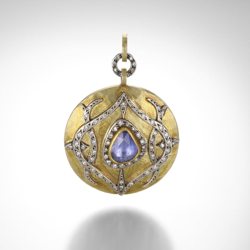 Annie Fensterstock Sapphire and Diamond Disc Pendant | Quadrum Gallery