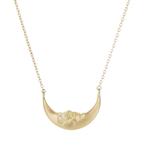 Anthony Lent Crescent Moonface Necklace with Diamonds | Quadrum Gallery
