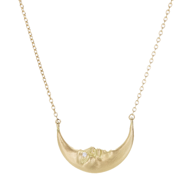 Anthony Lent Crescent Moonface Necklace with Diamonds | Quadrum Gallery