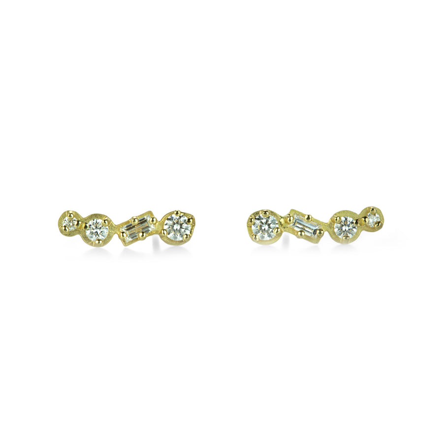 Anne Sportun Round and Baguette Diamond Ear Climber Studs | Quadrum Gallery