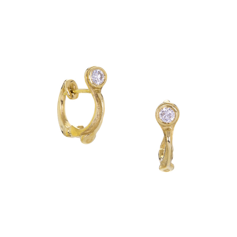 Audrius Krulis 18k Small Diamond Huggie Hoops | Quadrum Gallery