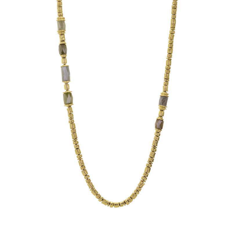Audrius Krulis Gold Hinged Bead Necklace with Gray Diamonds | Quadrum Gallery