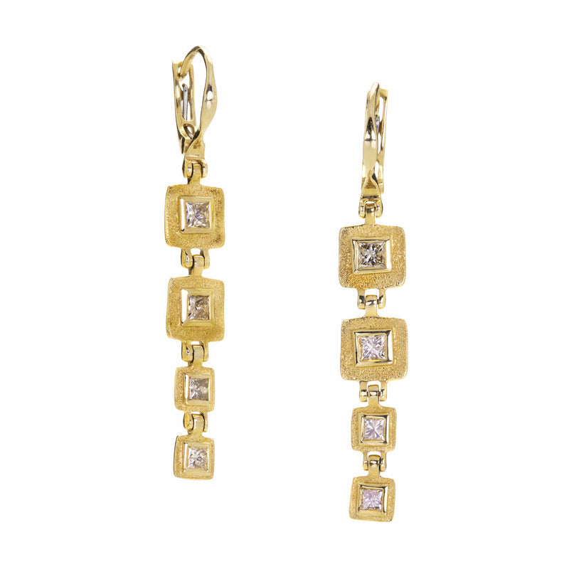 Audrius Krulis Diamond Square Drop Earrings | Quadrum Gallery