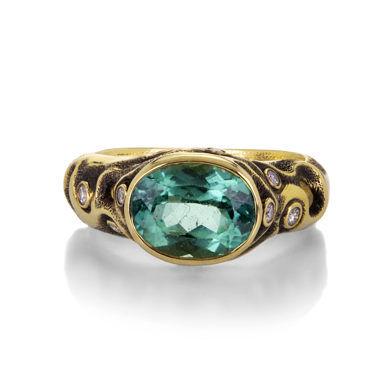 Audrius Krulis Oval Green Tourmaline Ring with Diamonds | Quadrum Gallery