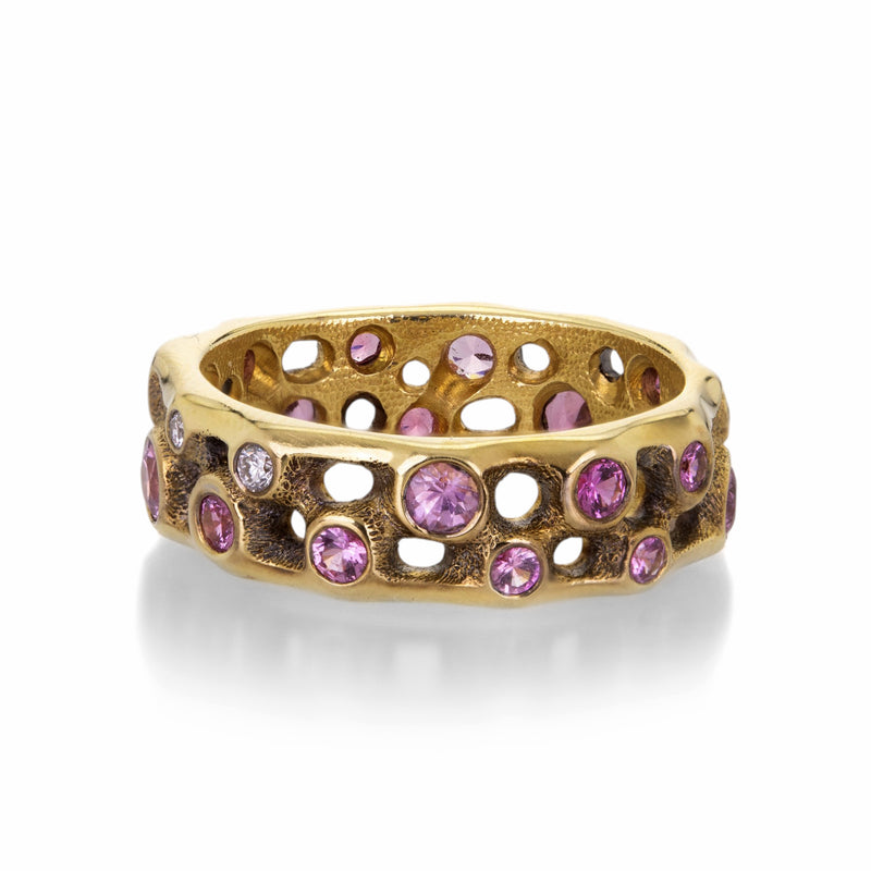 Audrius Krulis Organic Pink Sapphire and Diamond Band | Quadrum Gallery