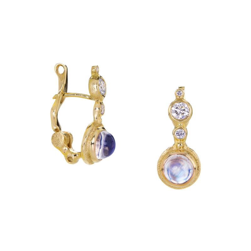 Audrius Krulis 18k Moonstone and Diamond Earrings | Quadrum Gallery