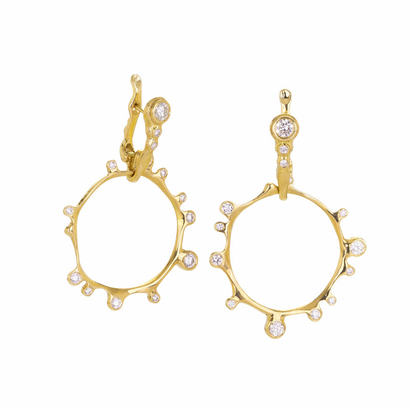 Audrius Krulis Diamond Huggies with Diamond Circle Drops | Quadrum Gallery