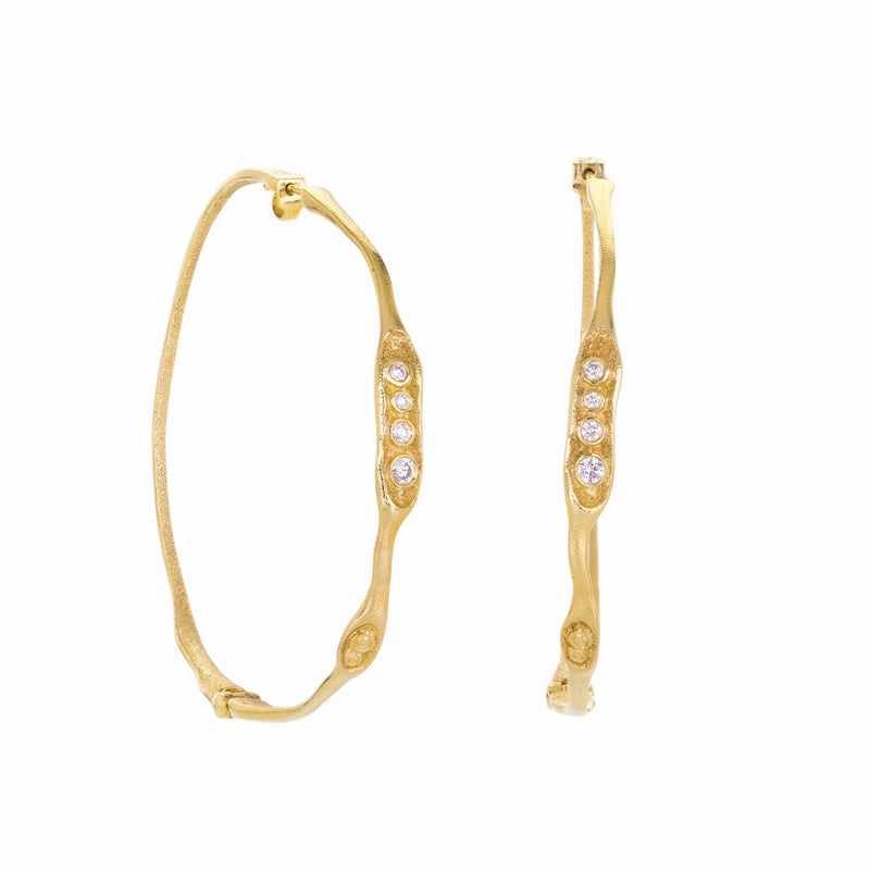 Audrius Krulis Gold and Diamond Hinged Hoops | Quadrum Gallery