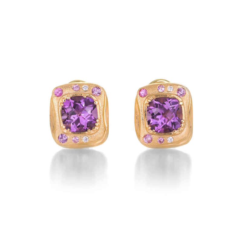 Audrius Krulis Amethyst and Pink Sapphire Stud Earrings | Quadrum Gallery