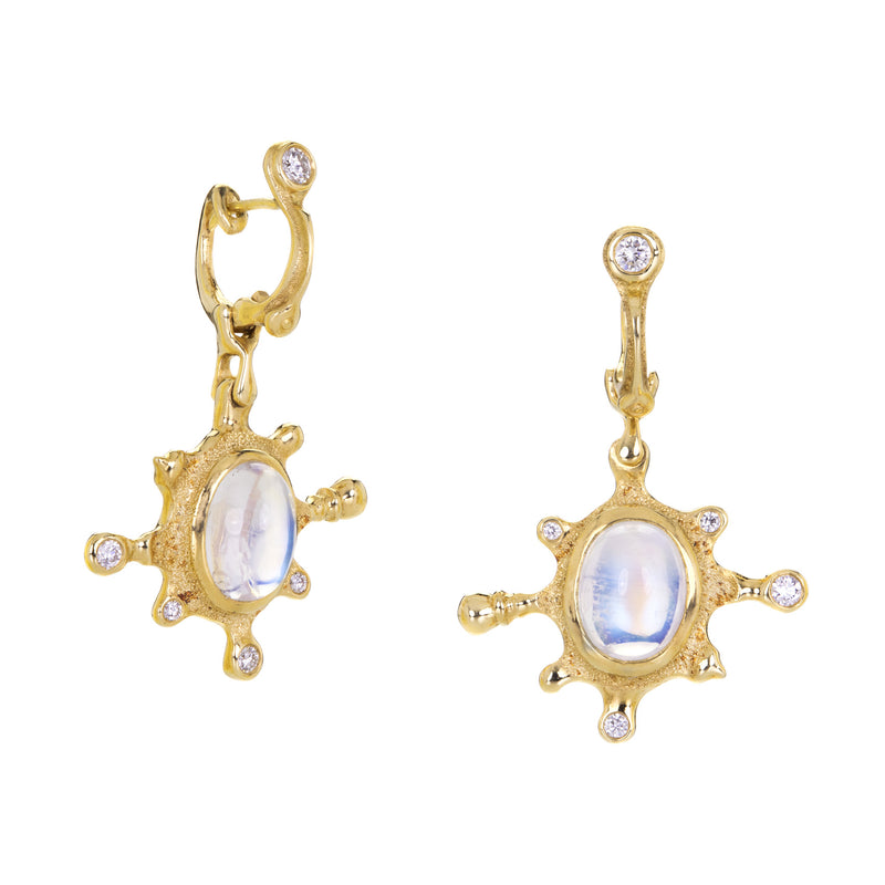 Audrius Krulis 18k Moonstone and Diamond Drop Earrings | Quadrum Gallery