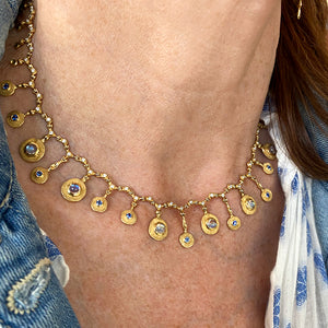 Audrius Krulis Moonstone and Sapphire Droplet Necklace | Quadrum Gallery