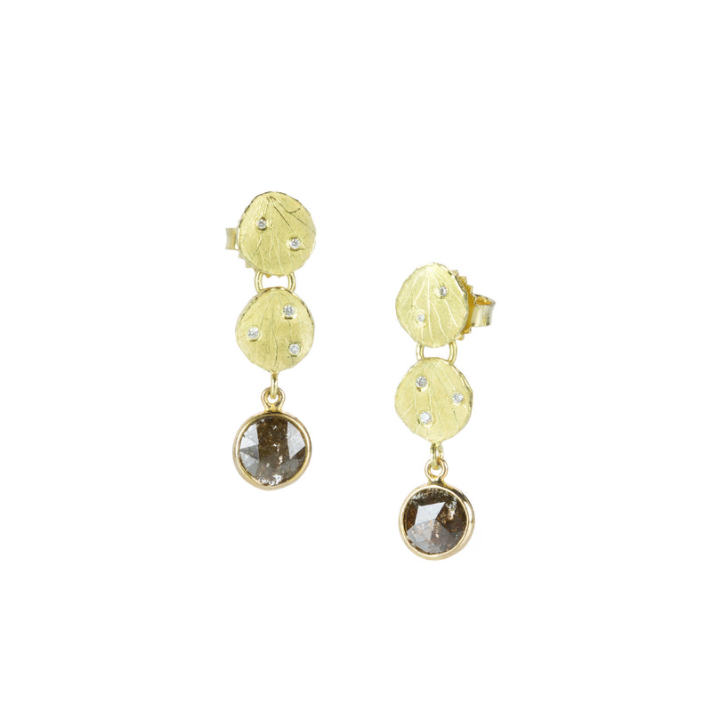 Barbara Heinrich Double Petal Earrings with Brown Diamond Drops | Quadrum Gallery