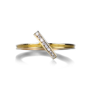 Barbara Heinrich 18k Diagonal Diamond Bar Ring  | Quadrum Gallery